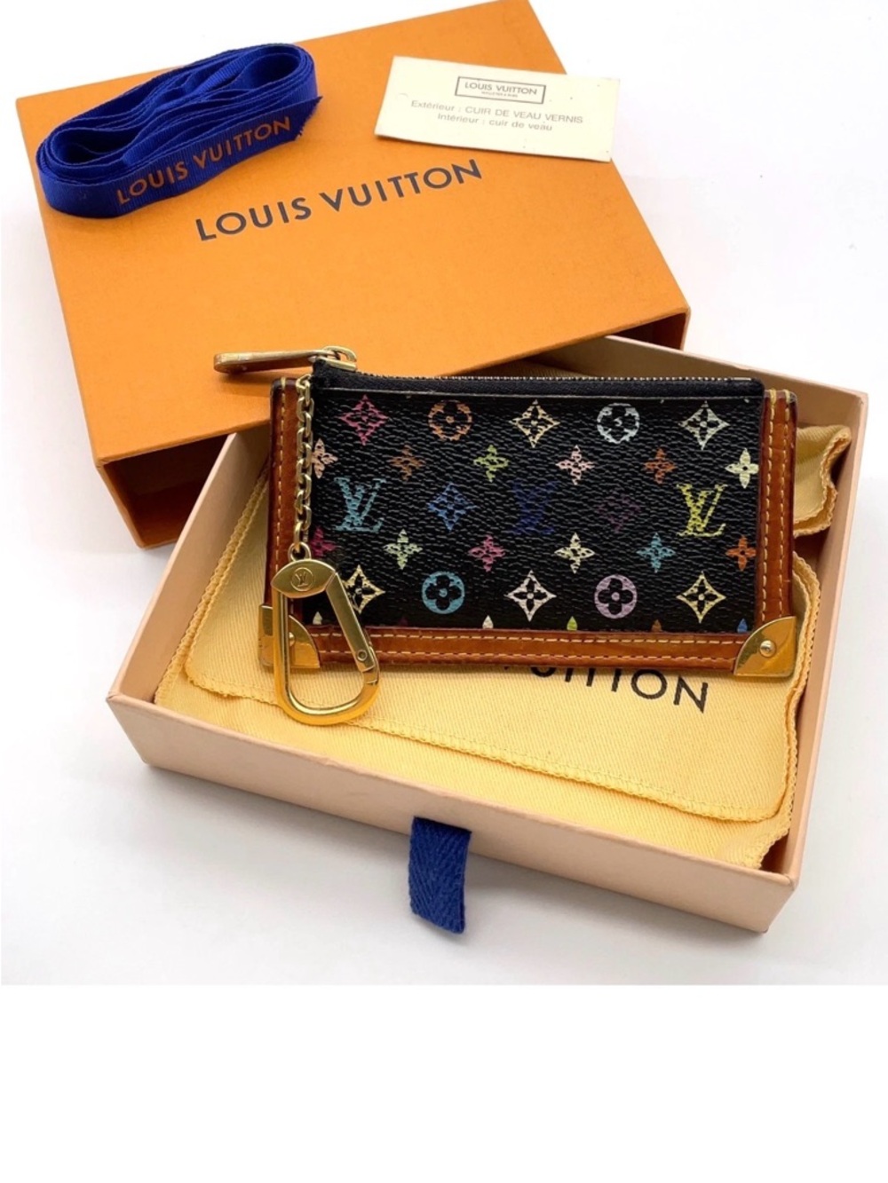 Louis Vuitton x Murakami Multicolor Monogram Key Card Holder w/ Gold Hardware